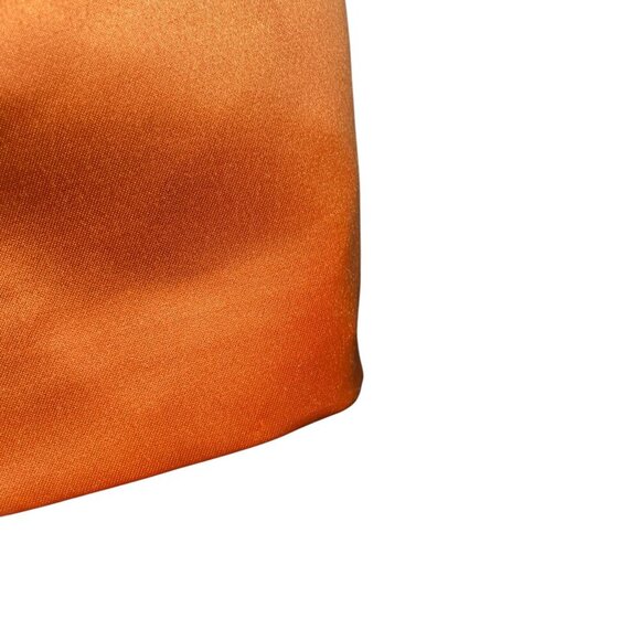 Miscreants Orange Satin Gown Dress UK 8 US 4 | 57" Long Plunge Midi | Feather Tr - Picture 6 of 8